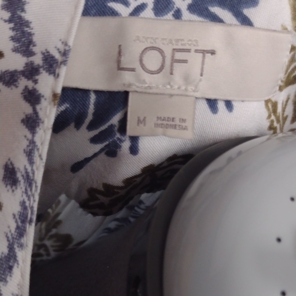 LOFT Long Sleeve Dress - Blue and Gold Floral - Picture 2 of 15